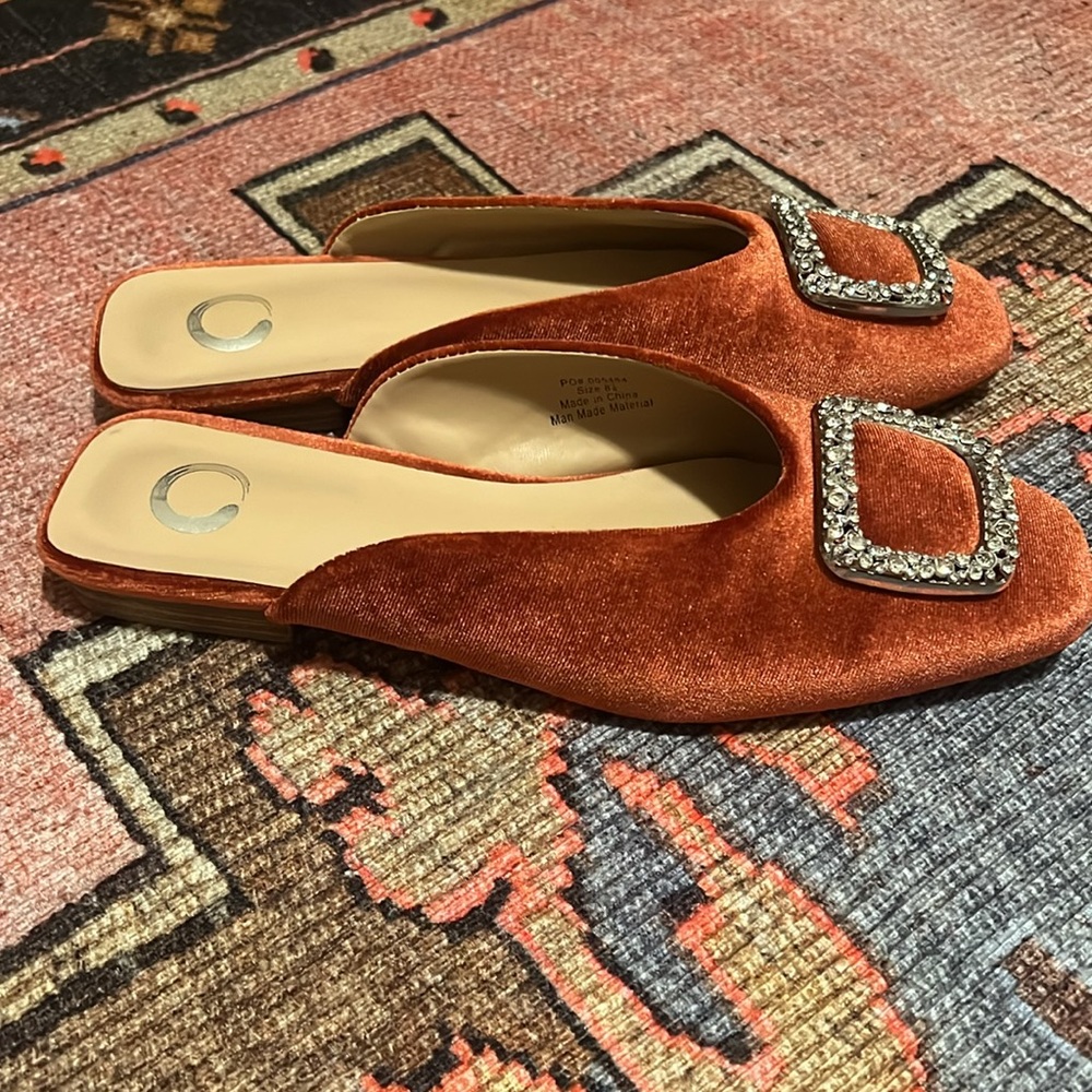 Velvet Slides Size 8.5 Rust Color - image 2